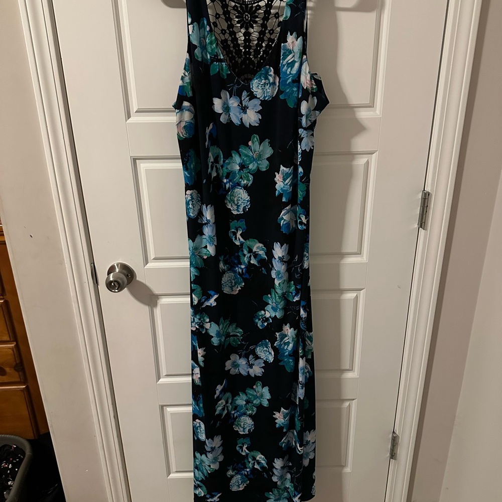 Lane Bryant Black and Blue Floral Maxi Dress